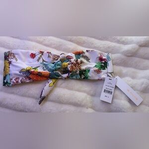 NWT Pilyq Wildflower Floral Knotted Bandeau Bikini Swim Top, Size Small